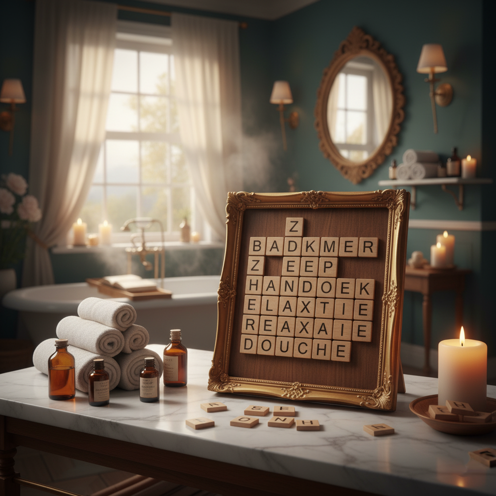 woorden Word search bord inside the bathroom